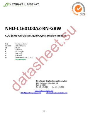 NHD-C160100AZ-RN-GBW datasheet  